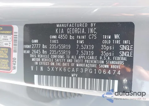 2023 Kia Sportage X-Line из США, поврежденный, VIN 5XYK6CAF3PG106474